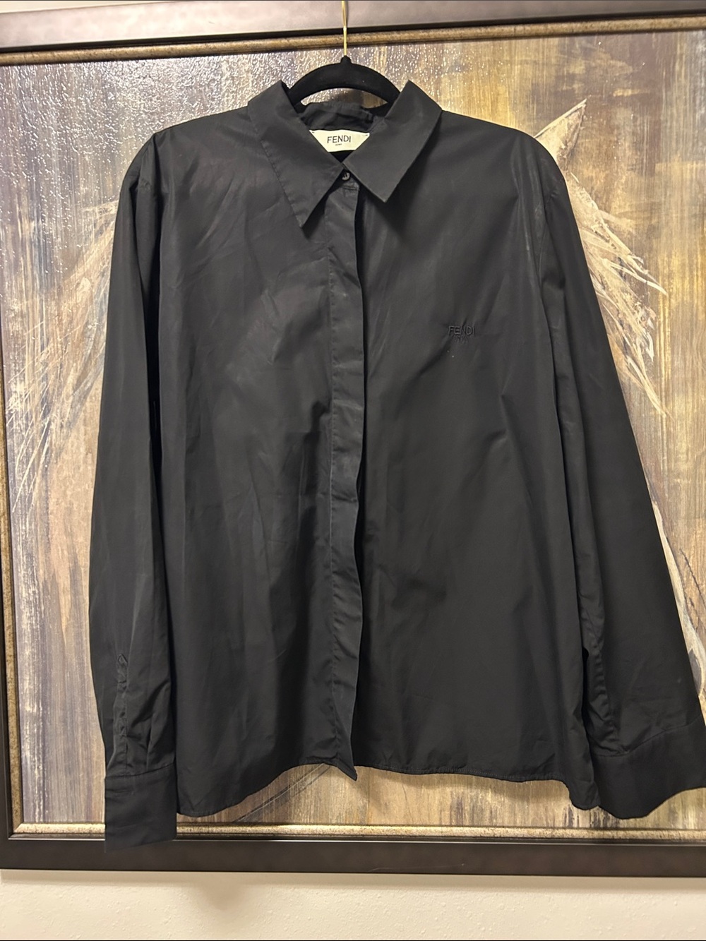 Fendi Black Lightweight Button-Down Shirt sz 51